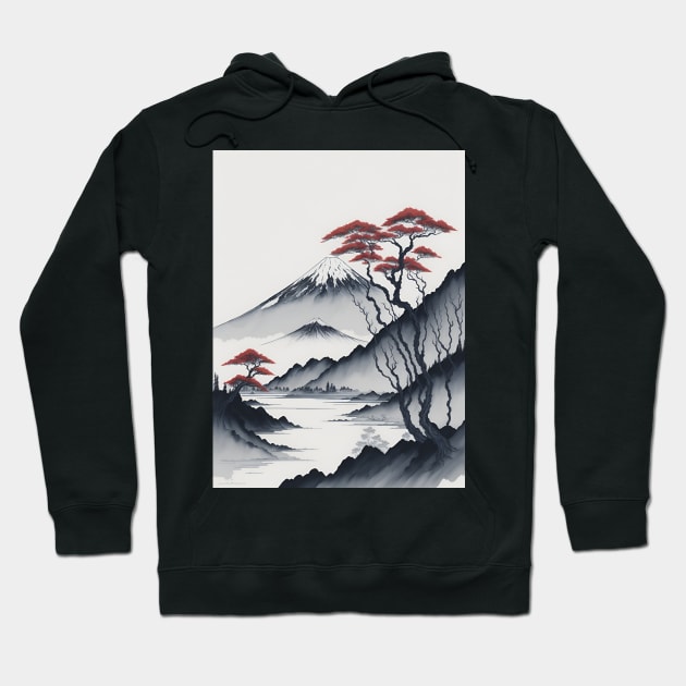 Serene Mount Fuji Sunset - Peaceful River Scenery Hoodie by star trek fanart and more